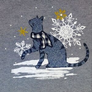 Pearl kitten pj top gray pajamas sleepwear small